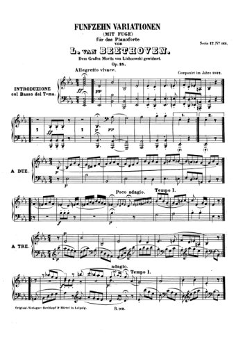 Thème et quinze variations avec fugue Partitions gratuites